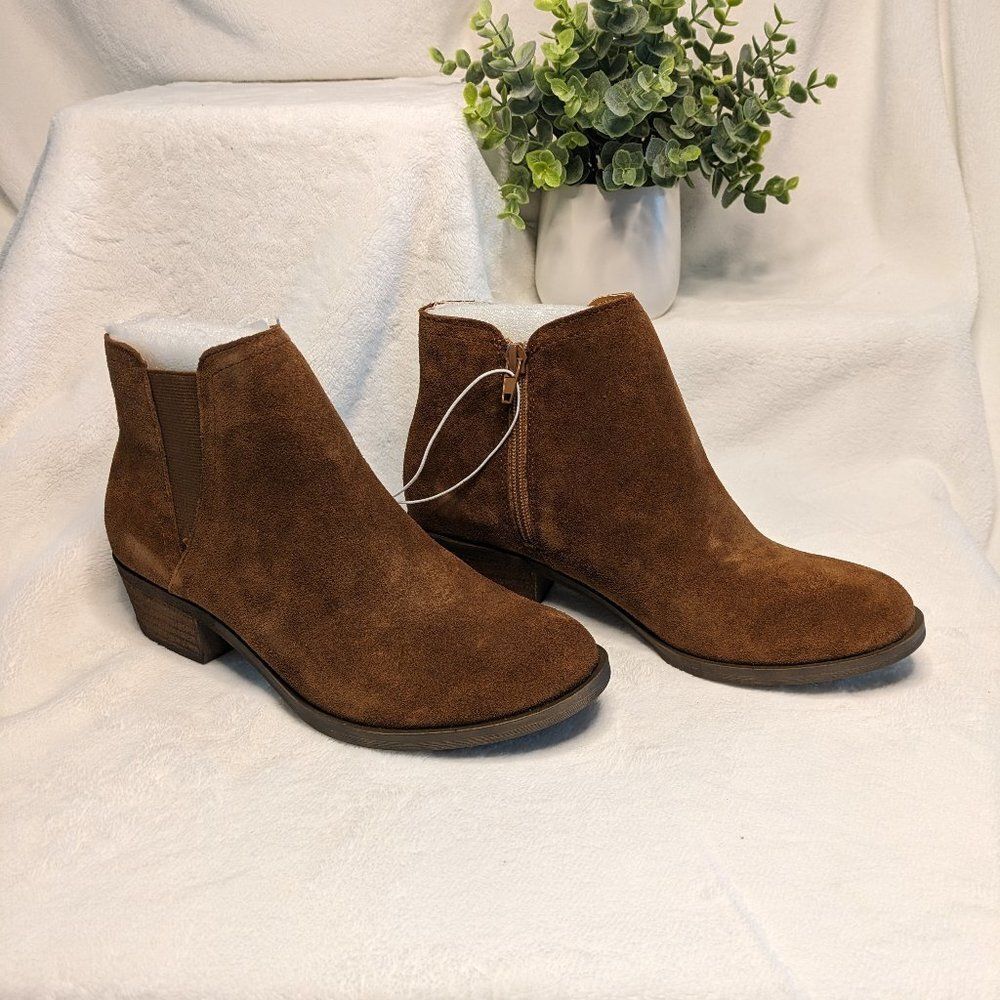 👢NWT Kensie Suade Gazelle Ankle Bootie in Cognac Brown SIZE 7